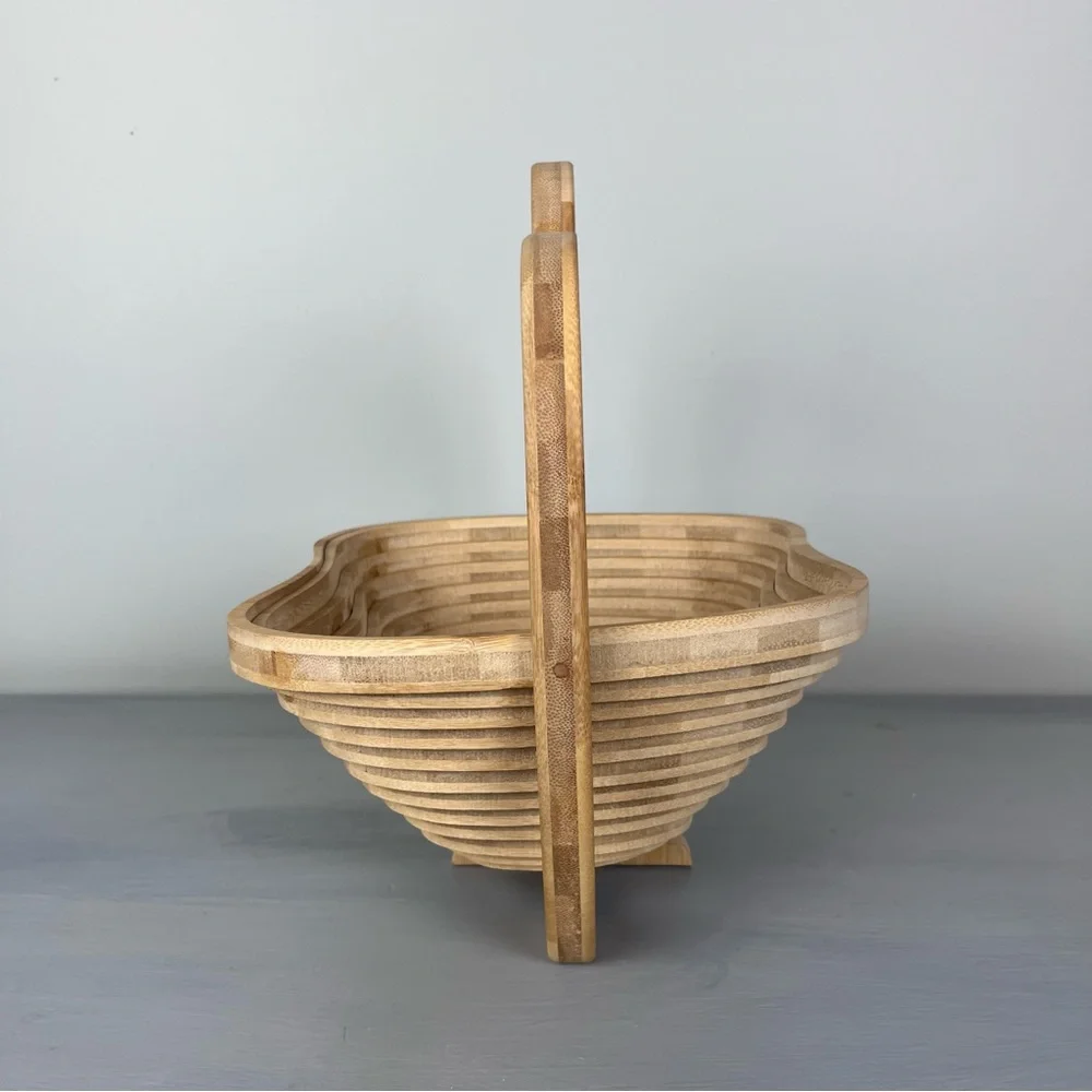 Williams Sonoma Bonnie & Pop Fruits Apple Wood Whimsical Basket Bowl Farmhouse